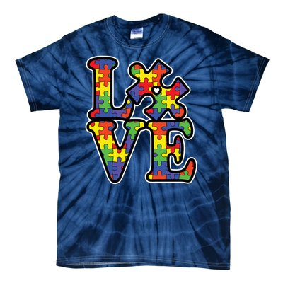 Love Autism Puzzle Piece Tie-Dye T-Shirt