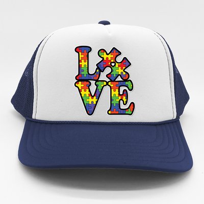 Love Autism Puzzle Piece Trucker Hat