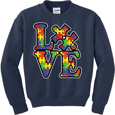 Love Autism Puzzle Piece Kids Sweatshirt