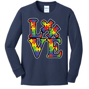 Love Autism Puzzle Piece Kids Long Sleeve Shirt