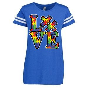 Love Autism Puzzle Piece Enza Ladies Jersey Football T-Shirt