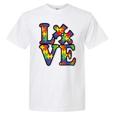 Love Autism Puzzle Piece Garment-Dyed Heavyweight T-Shirt