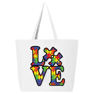 Love Autism Puzzle Piece 25L Jumbo Tote