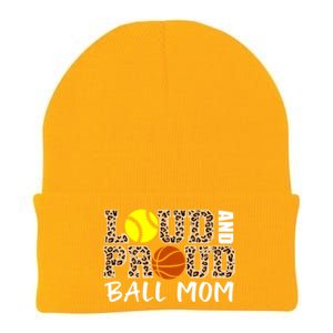 Loud And Proud Ball Mom Leopard Softball Basketball Mom Gift Knit Cap Winter Beanie