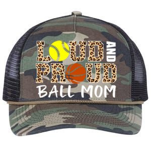 Loud And Proud Ball Mom Leopard Softball Basketball Mom Gift Retro Rope Trucker Hat Cap