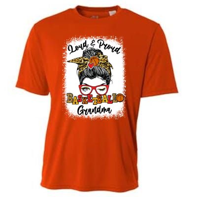 Loud And Proud Basketball Grandma Messy Bun Bleached Cute Gift Cooling Performance Crew T-Shirt