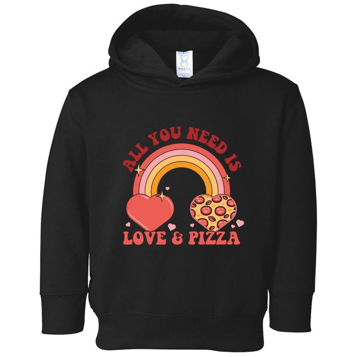 Love And Pizza Retro Valentine Gift For Valentine Day Toddler Hoodie