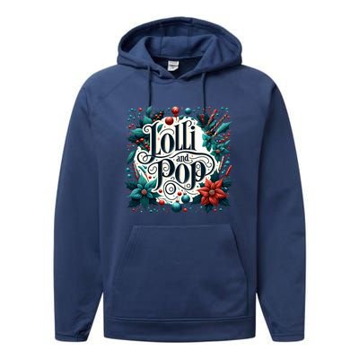 Lolli And Pop Lolly Christmas Holly Poinsettia Gift Performance Fleece Hoodie