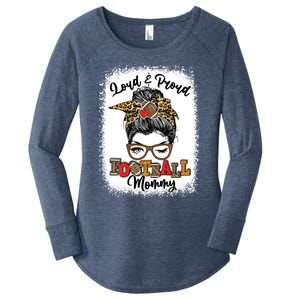 Loud And Proud Football Mommy Messy Bun Bleached Meaningful Gift Women's Perfect Tri Tunic Long Sleeve Shirt