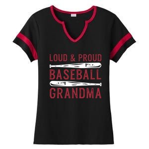 Loud And Proud Baseball Grandma Gift Ladies Halftime Notch Neck Tee