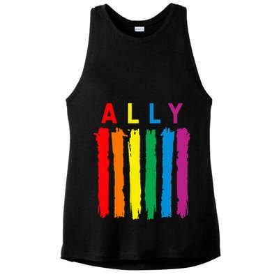 LGBT Ally Pride Rainbow Proud Ally Ladies PosiCharge Tri-Blend Wicking Tank