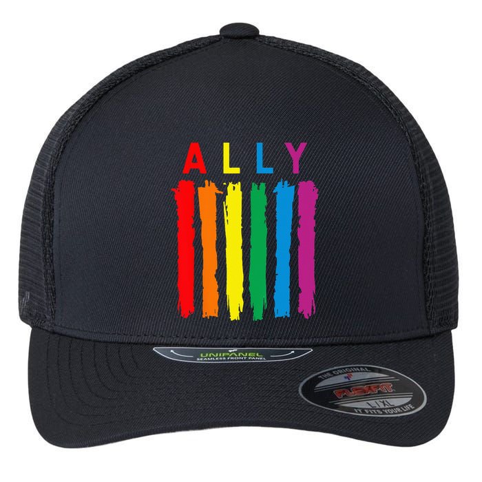 LGBT Ally Pride Rainbow Proud Ally Flexfit Unipanel Trucker Cap