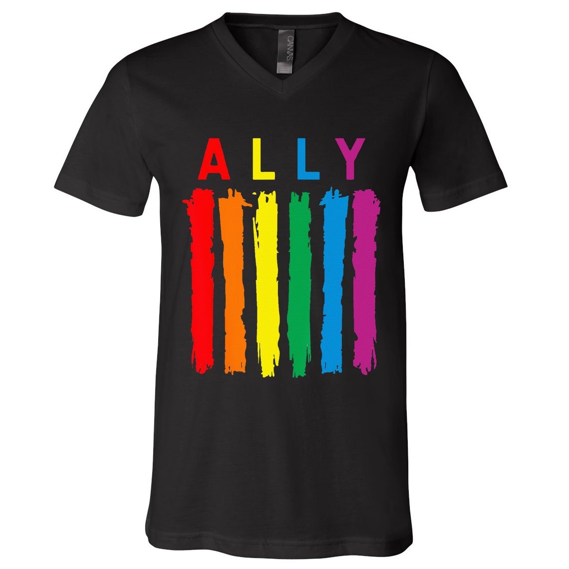 LGBT Ally Pride Rainbow Proud Ally V-Neck T-Shirt