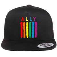 LGBT Ally Pride Rainbow Proud Ally Flat Bill Trucker Hat