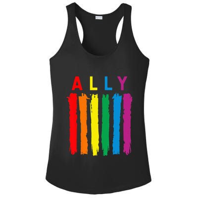 LGBT Ally Pride Rainbow Proud Ally Ladies PosiCharge Competitor Racerback Tank
