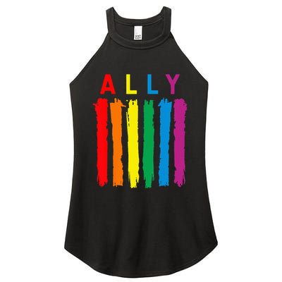 LGBT Ally Pride Rainbow Proud Ally Women's Perfect Tri Rocker Tank