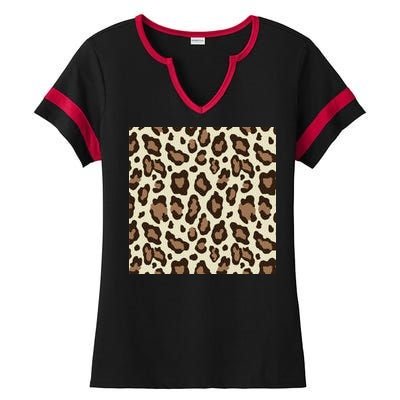 Leopard Animal Print Pattern Ladies Halftime Notch Neck Tee