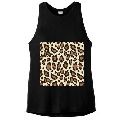 Leopard Animal Print Pattern Ladies PosiCharge Tri-Blend Wicking Tank
