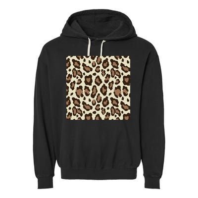 Leopard Animal Print Pattern Garment-Dyed Fleece Hoodie