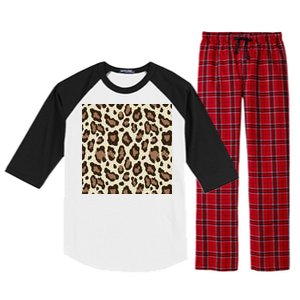 Leopard Animal Print Pattern Raglan Sleeve Pajama Set