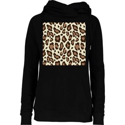 Leopard Animal Print Pattern Womens Funnel Neck Pullover Hood