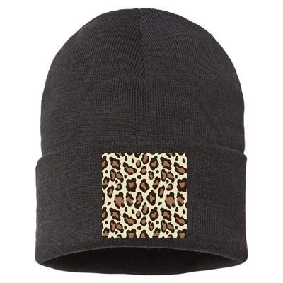 Leopard Animal Print Pattern Sustainable Knit Beanie