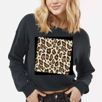 Leopard Animal Print Pattern Cropped Pullover Crew