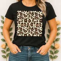 Leopard Animal Print Pattern Womens T-Shirt