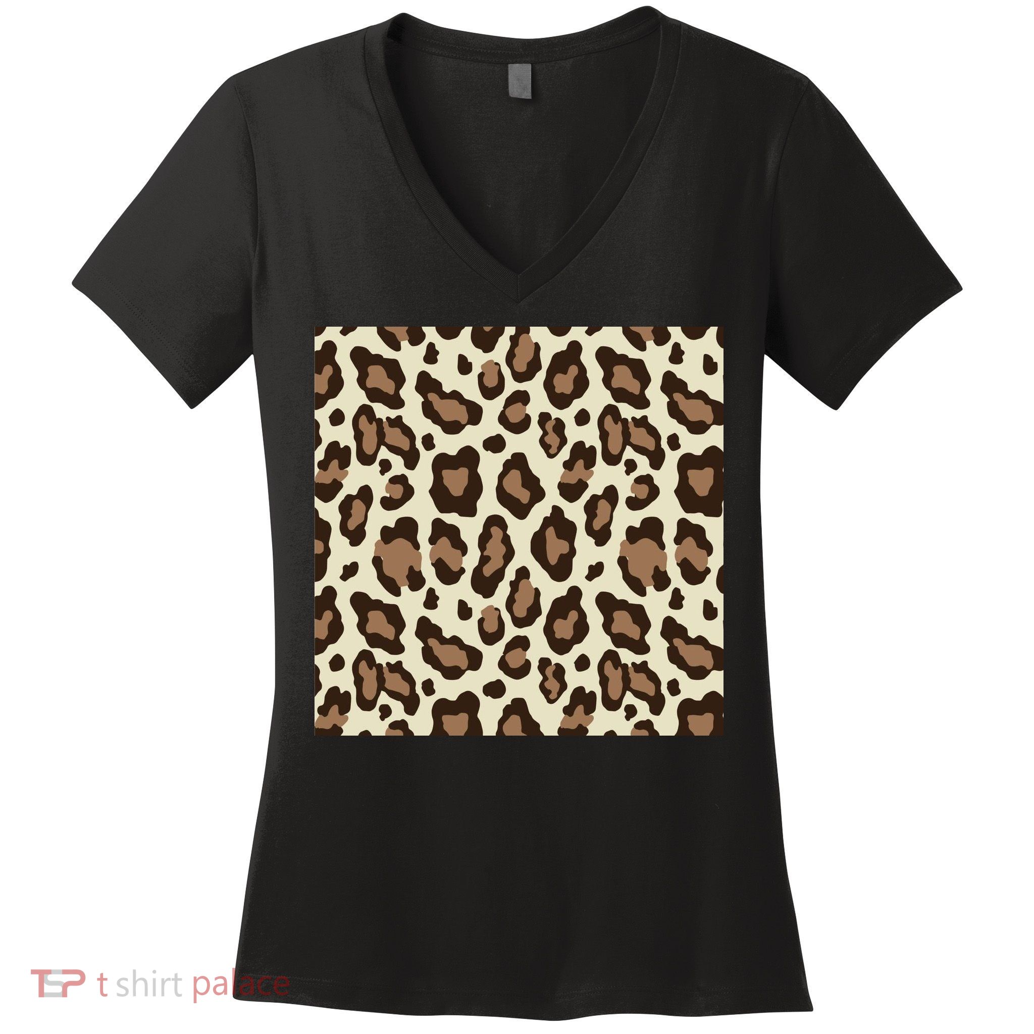 Leopard Animal Print Pattern Women's V-Neck T-Shirt
