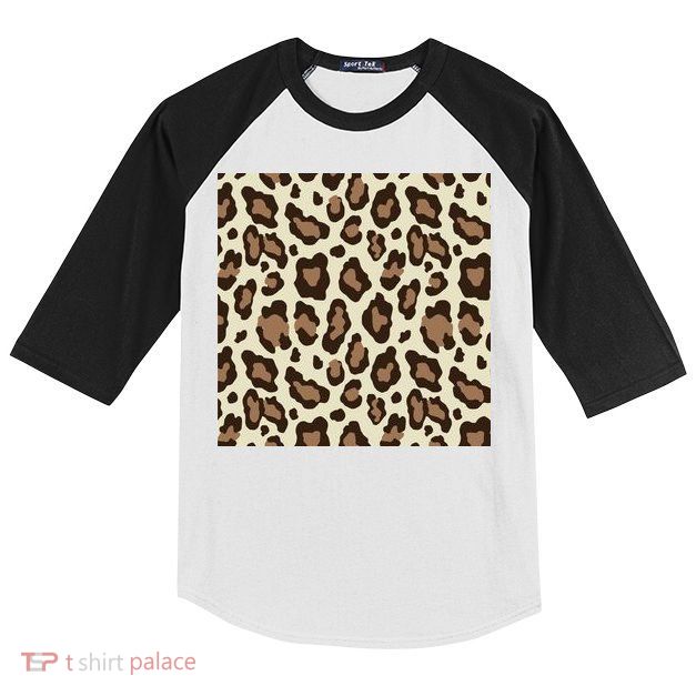 Leopard Animal Print Pattern Kids Colorblock Raglan Jersey