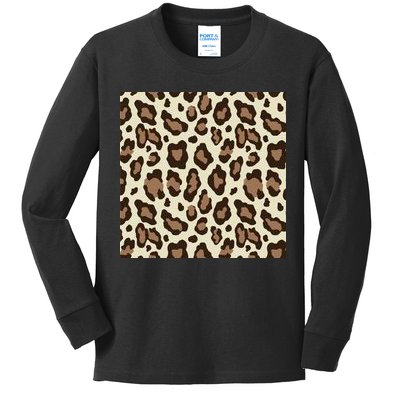 Leopard Animal Print Pattern Kids Long Sleeve Shirt