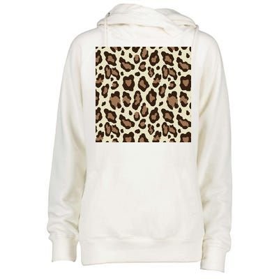 Leopard Animal Print Pattern Womens Funnel Neck Pullover Hood