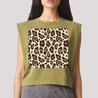 Leopard Animal Print Pattern Garment-Dyed Women's Muscle Tee