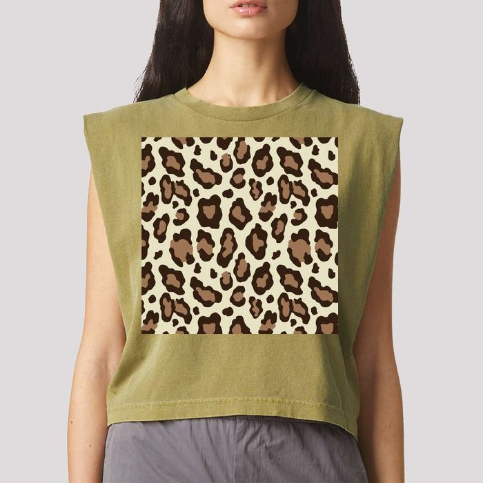 Leopard Animal Print Pattern Garment-Dyed Women's Muscle Tee