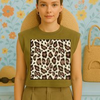 Leopard Animal Print Pattern Garment-Dyed Women's Muscle Tee