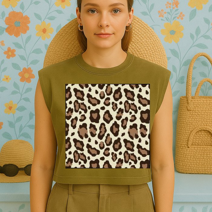Leopard Animal Print Pattern Garment-Dyed Women's Muscle Tee