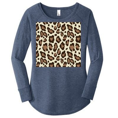 Leopard Animal Print Pattern Women's Perfect Tri Tunic Long Sleeve Shirt