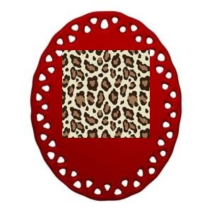 Leopard Animal Print Pattern Ceramic Oval Ornament