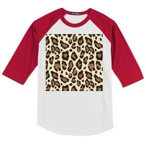 Leopard Animal Print Pattern Kids Colorblock Raglan Jersey