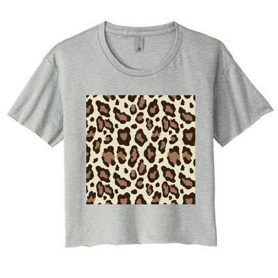 Leopard Animal Print Pattern Women's Crop Top Tee