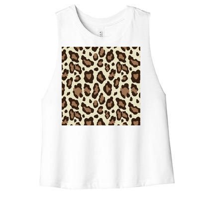 Leopard Animal Print Pattern Women's Racerback Cropped Tank