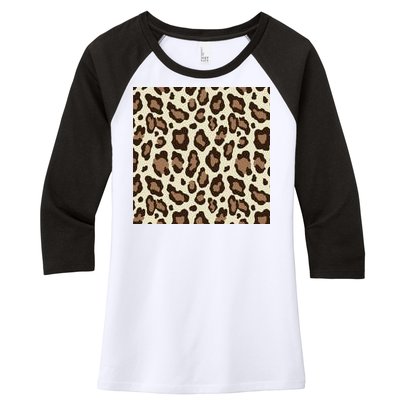 Leopard Animal Print Pattern Women's Tri-Blend 3/4-Sleeve Raglan Shirt