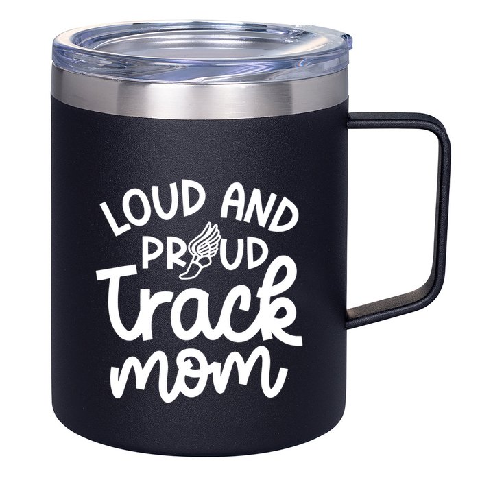 Loud And Proud Track Mom Runner Track And Field Cute Funny 12oz Stainless Steel Coffee Mug