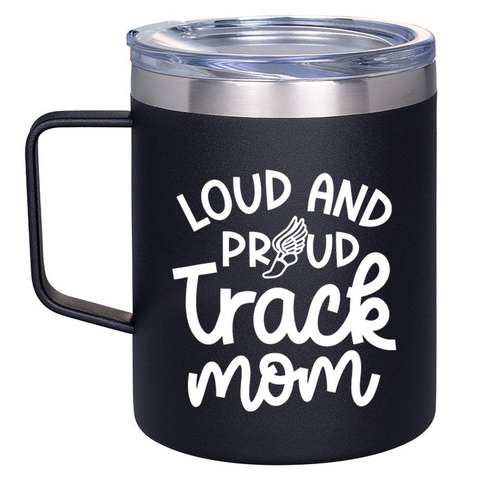 Loud And Proud Track Mom Runner Track And Field Cute Funny 12oz Stainless Steel Coffee Mug