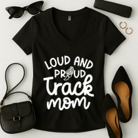 Loud And Proud Track Mom Runner Track And Field Cute Funny Women's V-Neck T-Shirt