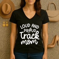 Loud And Proud Track Mom Runner Track And Field Cute Funny Women's V-Neck T-Shirt