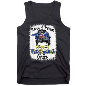 Loud And Proud Volleyball Gaga Messy Bun Bleached Tank Top