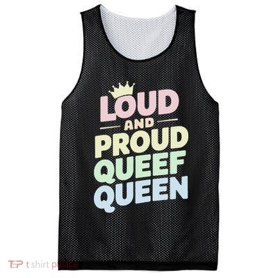 Loud And Proud Queef Queen Funny Mesh Reversible Basketball Jersey Tank
