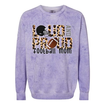 Loud And Proud Football Mom Leopard Design Colorblast Crewneck Sweatshirt