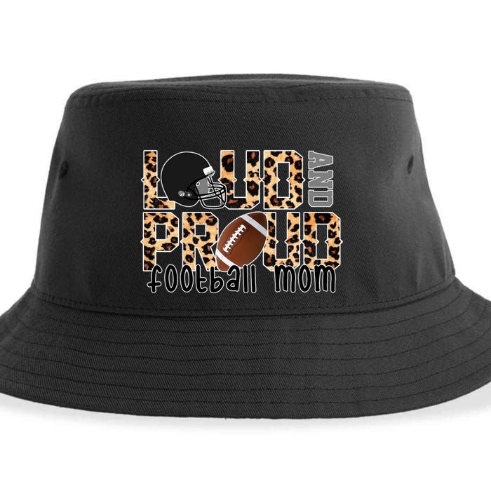 Loud And Proud Football Mom Leopard Design Sustainable Bucket Hat